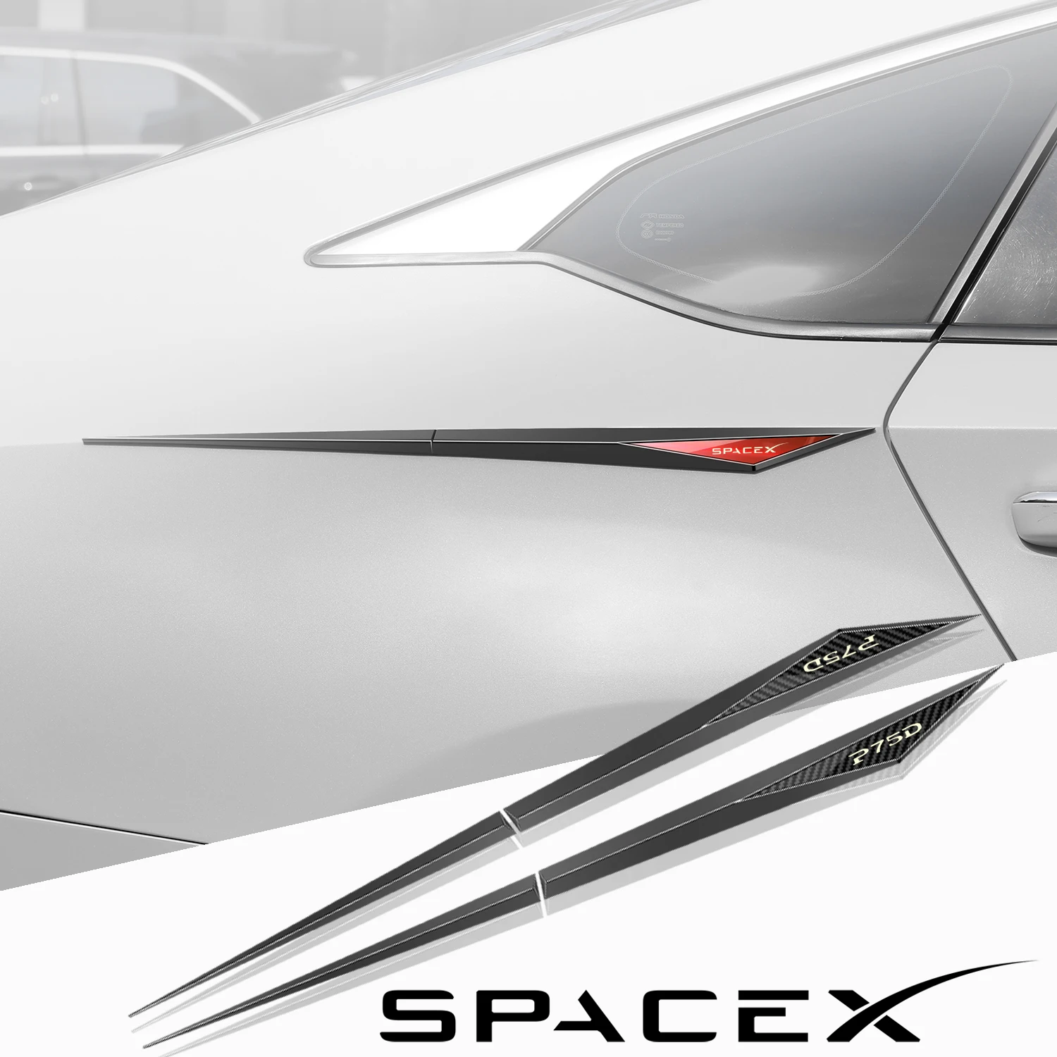 

2pcs car stickers TPU car accessories para auto for Tesla dual motor spacex p75d p85d p90d p100d