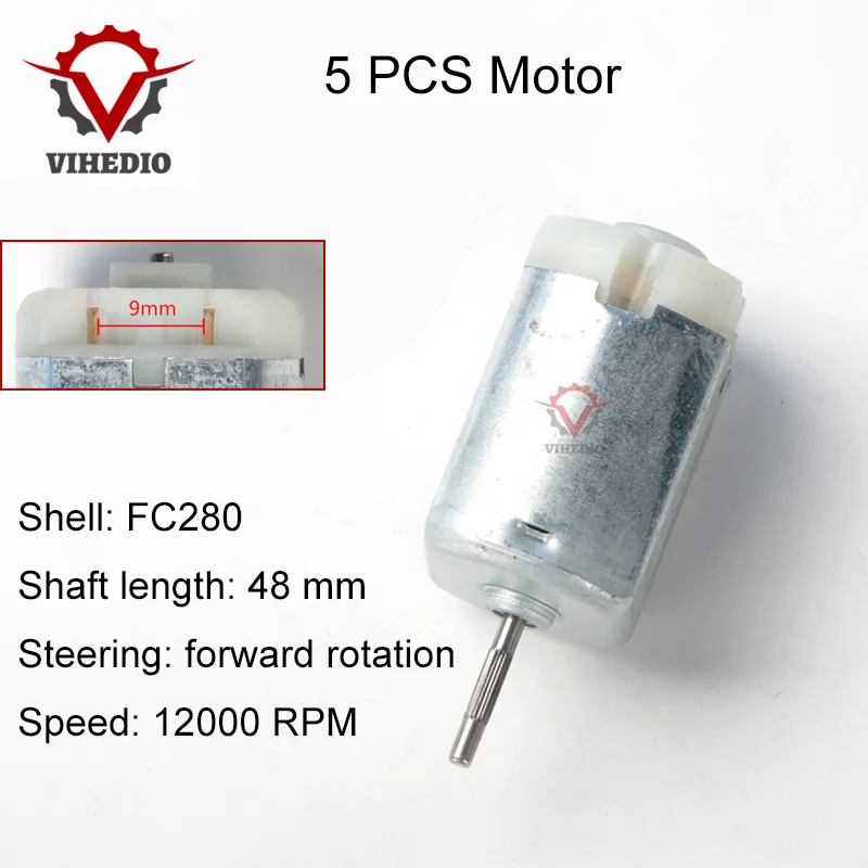 

5 PCS OEM Motor FC280 DC 12000 RPM 48mm DIY Engine For Car Replacement Power Accesseries Forward Rotation Toy High Quality