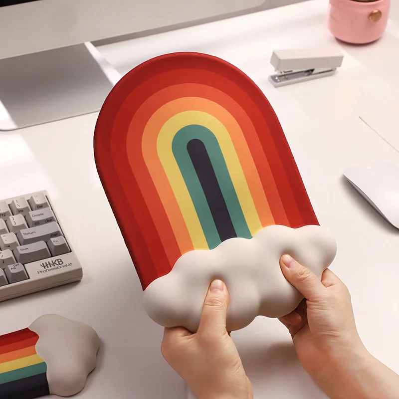 Cloud Rainbow Silicone Wristband Mouse Pad Game Keyboard Hand Support Cute Mouse Pad Female Office Huge Interesting Mouse Pad