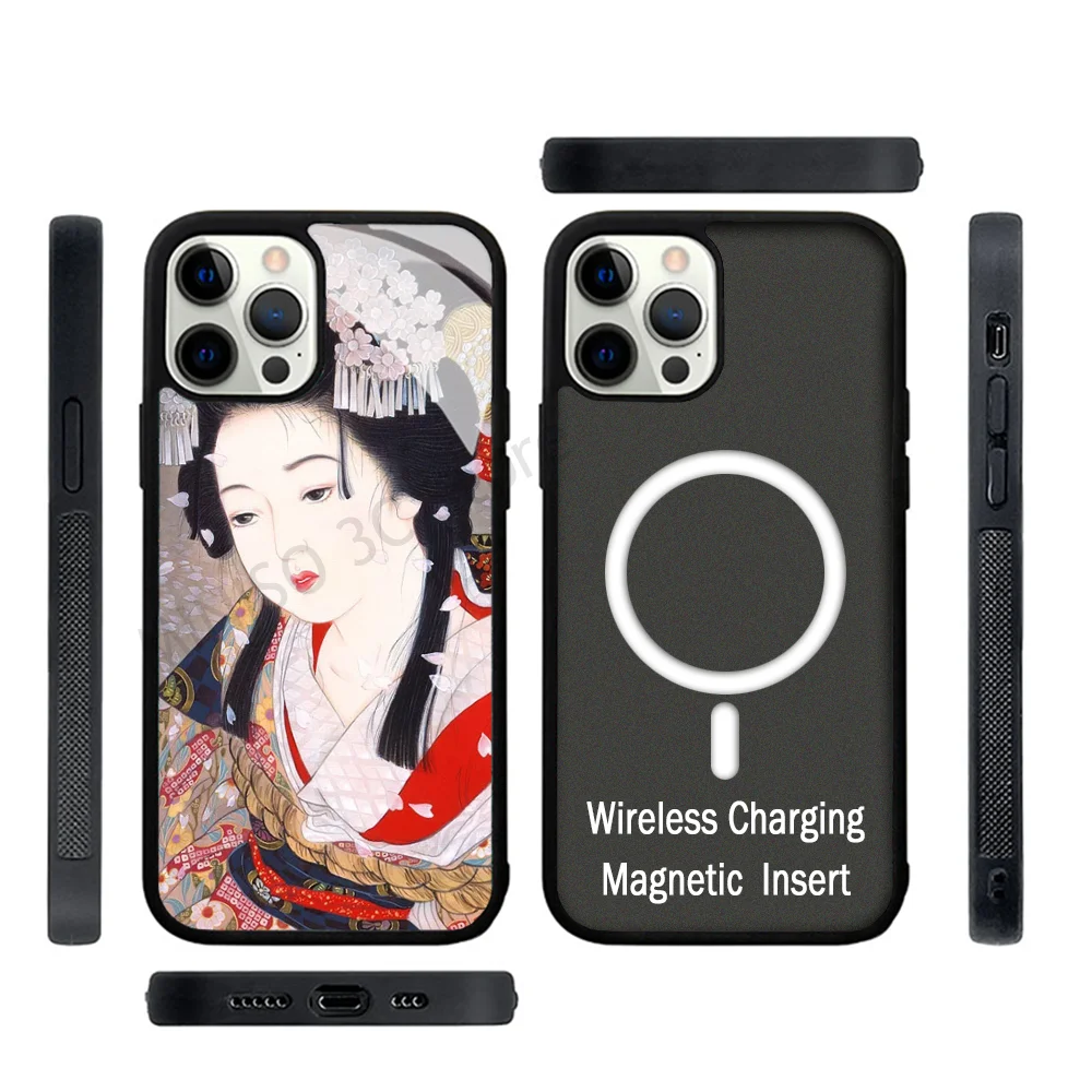 

Магнитный чехол для телефона Ukiyo-e в японском стиле для IPhone 15 14 13 Pro Max 11 12 Mini для Magsafe