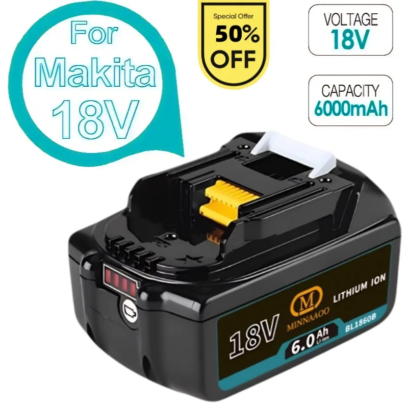 

Оригинальный аккумулятор для Makita 18 В, 6,0 Ач, сменные аккумуляторы BL1815 BL1830B BL1840 BL1850B BL1860B для LXT400