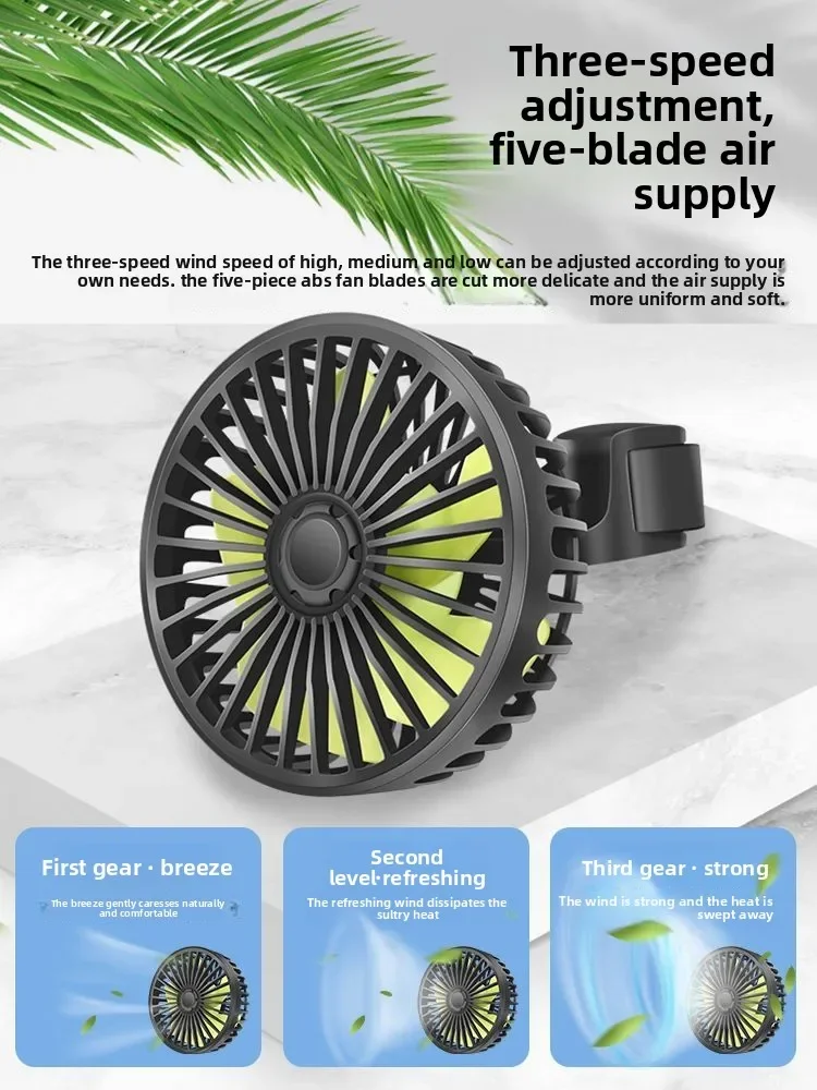GoodRear Car Electric Fan Usb Interface Car 12v24 Volt Electric Quad Van Inner Backrest Fan Brushless Motor