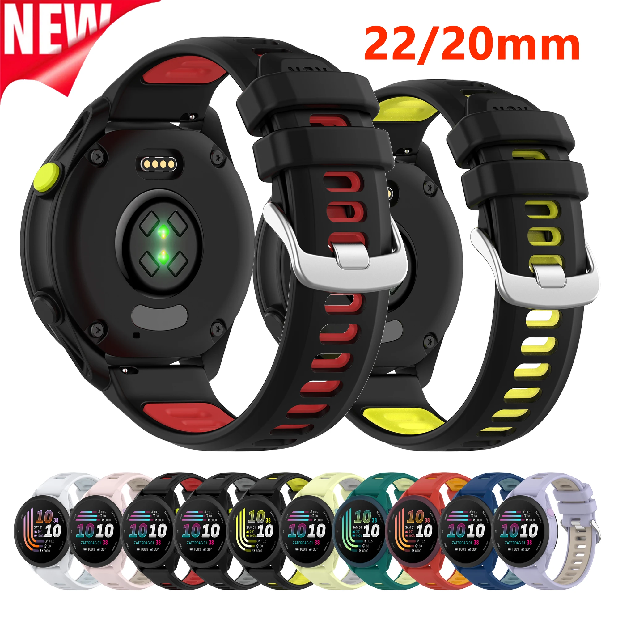 20mm 22mm Silikonarmband für Garmin Forerunner 55 70 165 170 265 255/Active 5 6/Vivomove Trend/Vivoactive 4 5/Venu 4 3 Armband