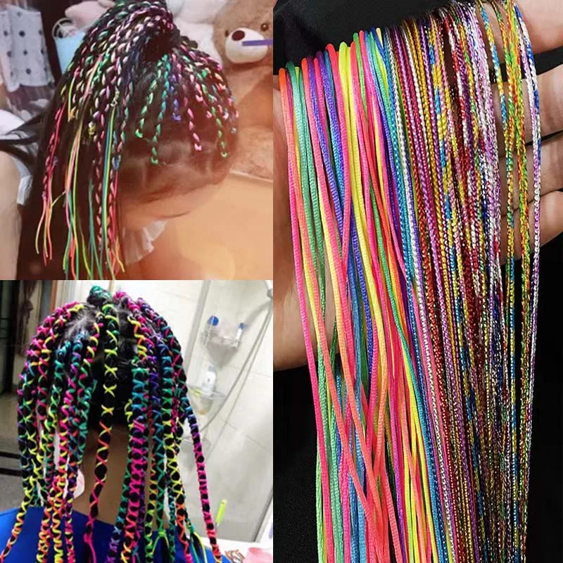 

Girls' Rainbow Cord Lace Up Hair Women's Dirty Braid Cord Hip Hop Gradient Hair Band Headwear Children's Ribbon