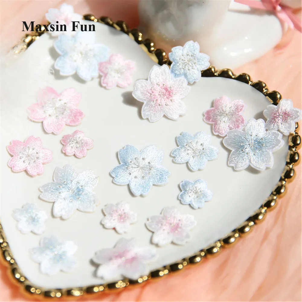 Maxsin Fun Cherry Flower Patches Clothing Embroidery Iron On Applique Fabric Sticker for Kids Handbooks Banners for DIY