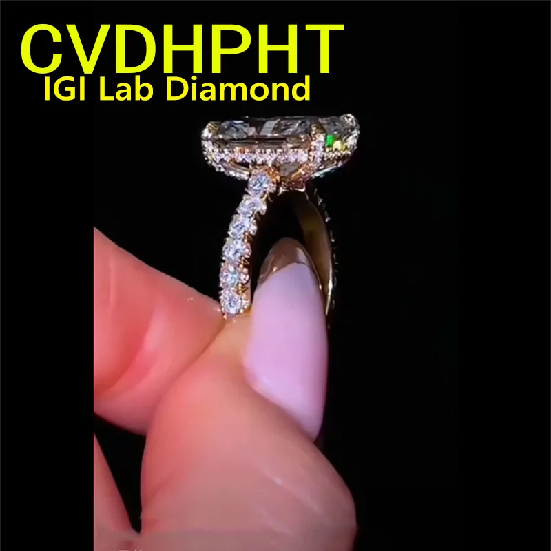 

Роскошное кольцо из желтого золота 18 карат, выращенное в лаборатории кольцо с бриллиантом IGI Radiant 1 2 3 огранки D VS1, свадебное обручальное кольцо ﻿ ﻿