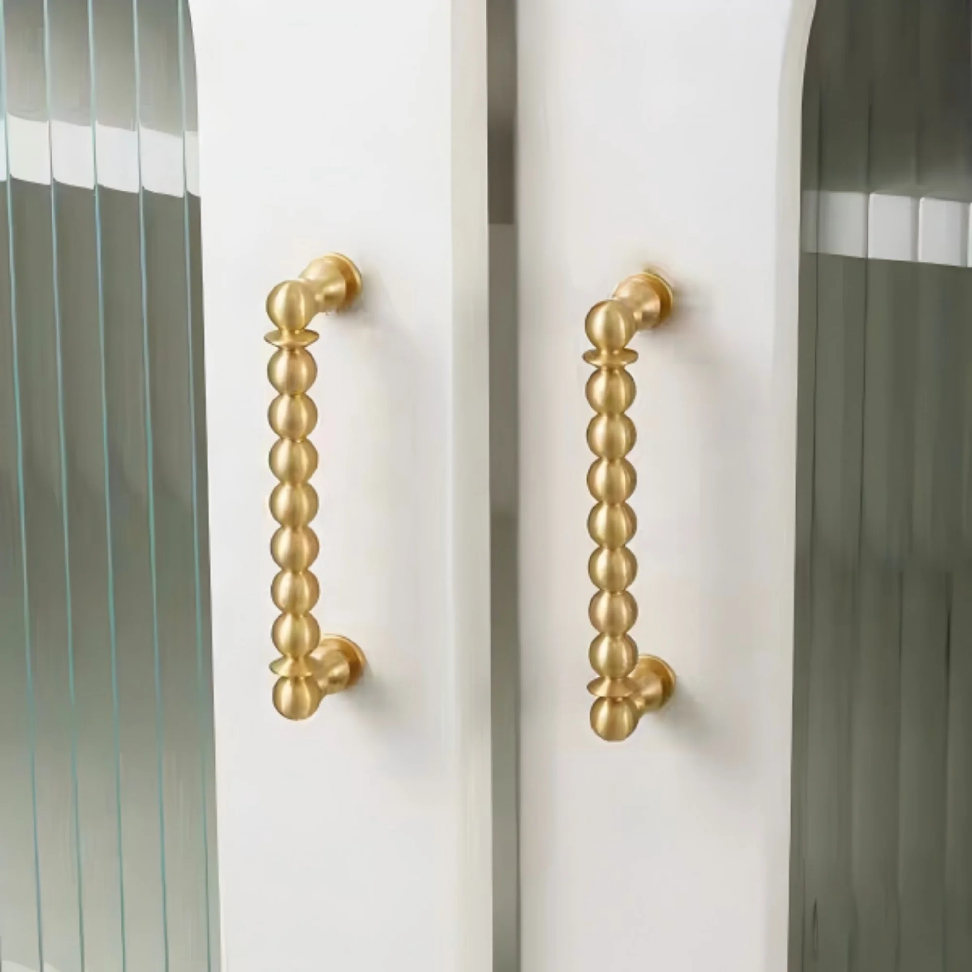 Solid Brass Bead Shaped Drawer Handle Creative Wardrobe Cupboard Pull Retro Bronze Gold Knobs Home Decor Kitchen Hardware LBFEEL