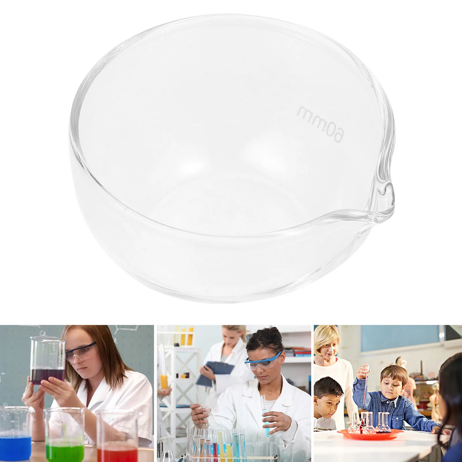 

Round Glass Evaporating Dish Practical Laboratory Basin Spout Design for Liquid Evaporation Solution Concentration Science