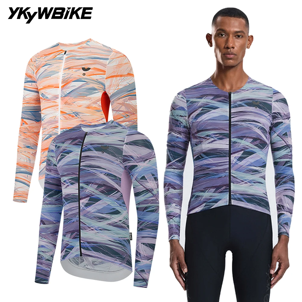

YKYWBIKE 2026 Men's Cycling Long Sleeve Jersey Road Bike Shirt Bicycle Tops MTB Maillot Short Soft Light Breathable Quick-Dry