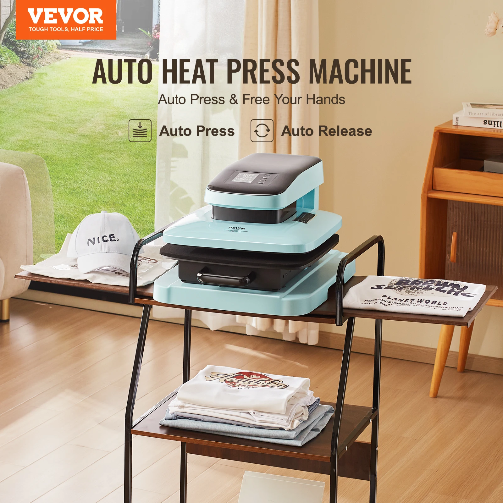 VEVOR Auto Heat Press Machine 15x15in with Auto Release Heats Up Fast and Evenly Sublimation Heat Press for T Shirts Sublimation