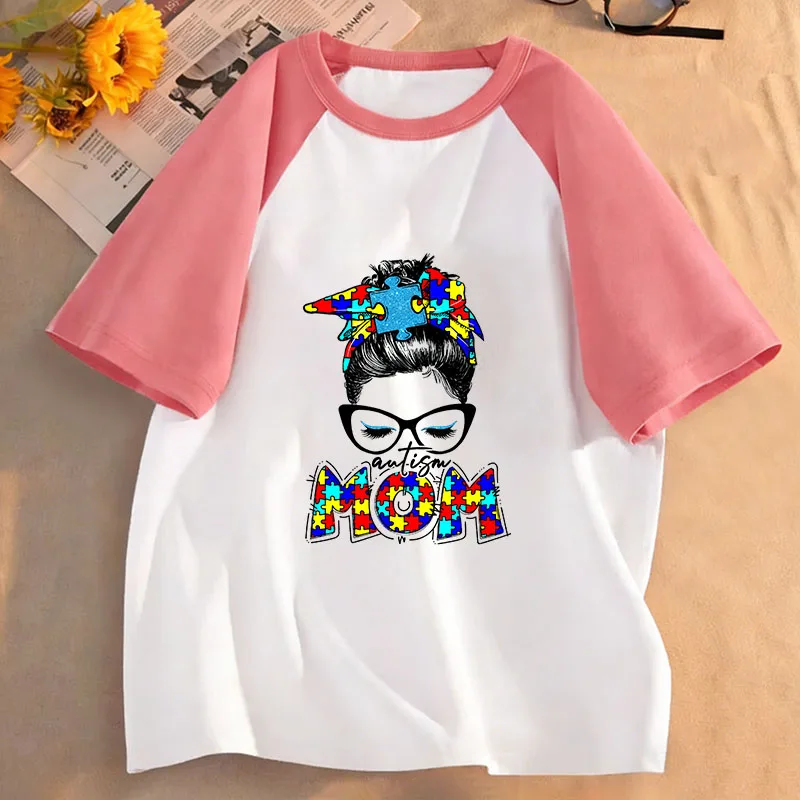Fashion Autism Mom T-Shirt Printed T Shirt Girls' Summer Clothes Short Sleeve Tops T-Shirts Cute Boys Clothing