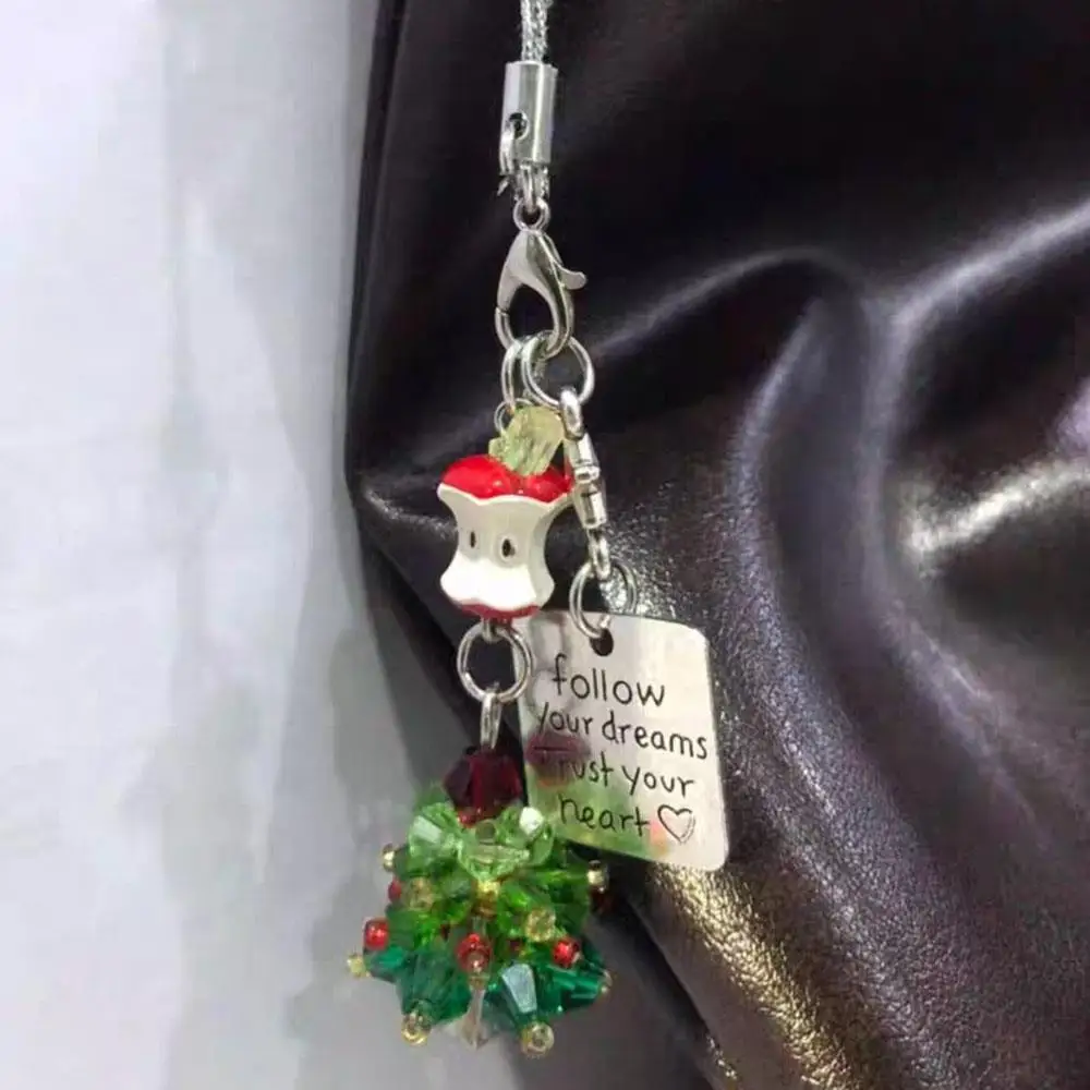 شجرة عيد الميلاد سلسلة هواتف محمولة معلقة حبل قلادة على ظهره قلادة معلقة اكسسوارات السنة الجديدة هدية حقيبة سلسلة مفاتيح سحر #3