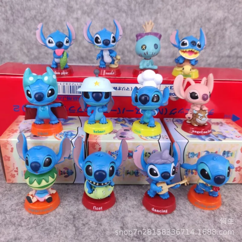 

12Pcs/set Hawaiian style Stitch Vinyl Face Blind Box Handmade Desktop Ornament Anime Peripheral Gifts