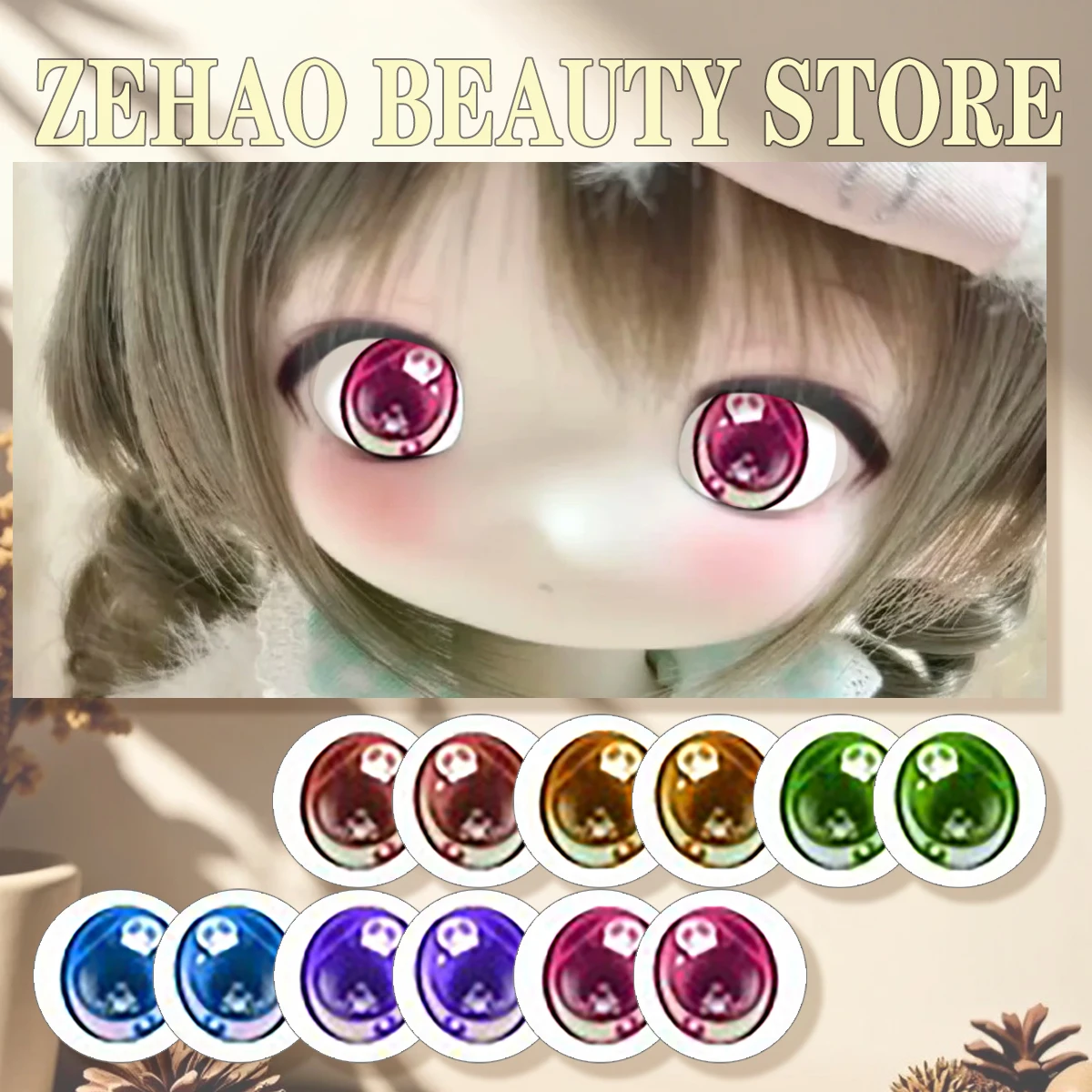 6 Pairs BJD Eye Chips 10MM-40MM Glass Cabochon Handmade Girl Toy Candy Transparent Pupil DIY Blyth BJD Doll Accessory Gift JD032