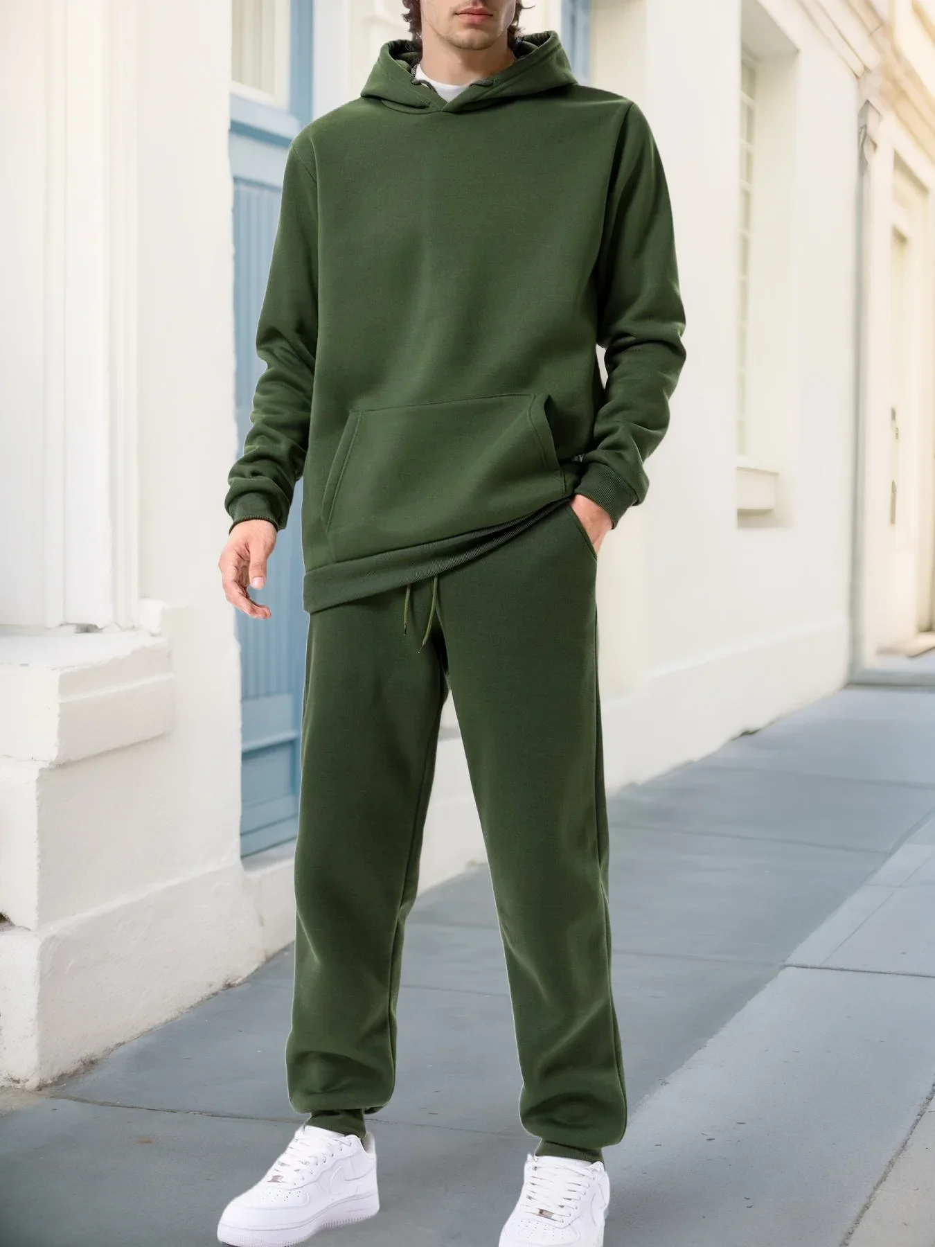 

2025 Men's Autumn and Winter New Solid Color Hoodie+pants Two-piece Set Fashionable Casual Sports Set Size S-3XL Men's Tracksuit