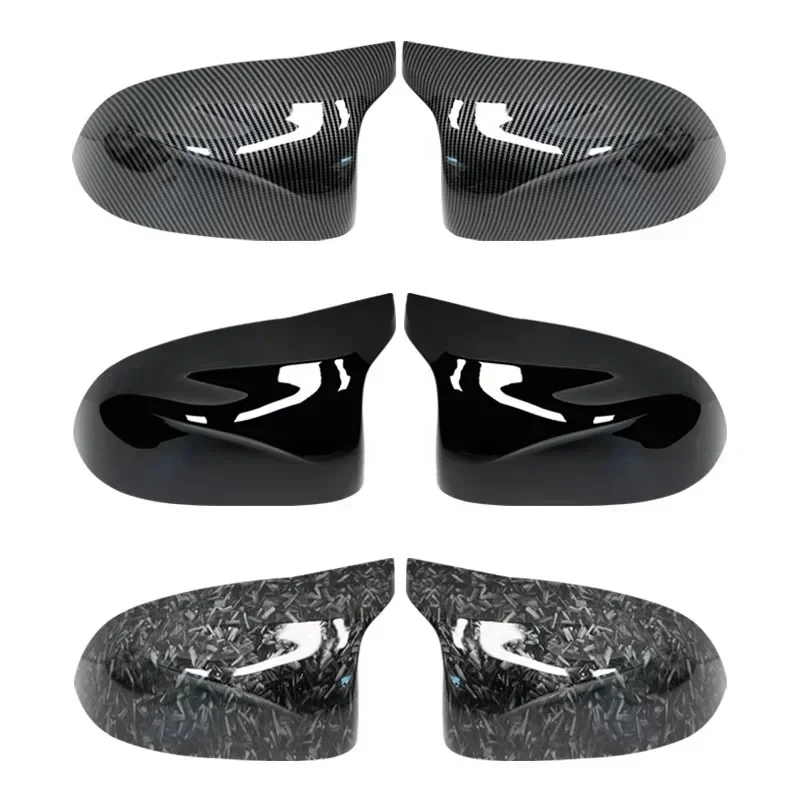 For BMW F25 X3 F26 X4 F15 X5 F16 X6 2014 15-18 Bright Black Caps Carbon Fiber Style Auto Car Rear View Side Mirror Cover Trim view 3