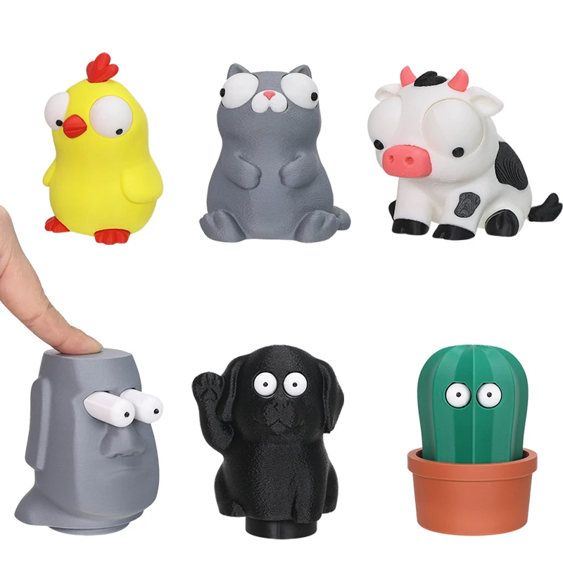 3D-Gedrucktes Pop-Eye-Quetschspielzeug Lustiger Kaktus Hund Moai Entspannungs-Fidget-Spielzeug Stressabbau Schreibtisch-Dekoration Kreatives Geschenk