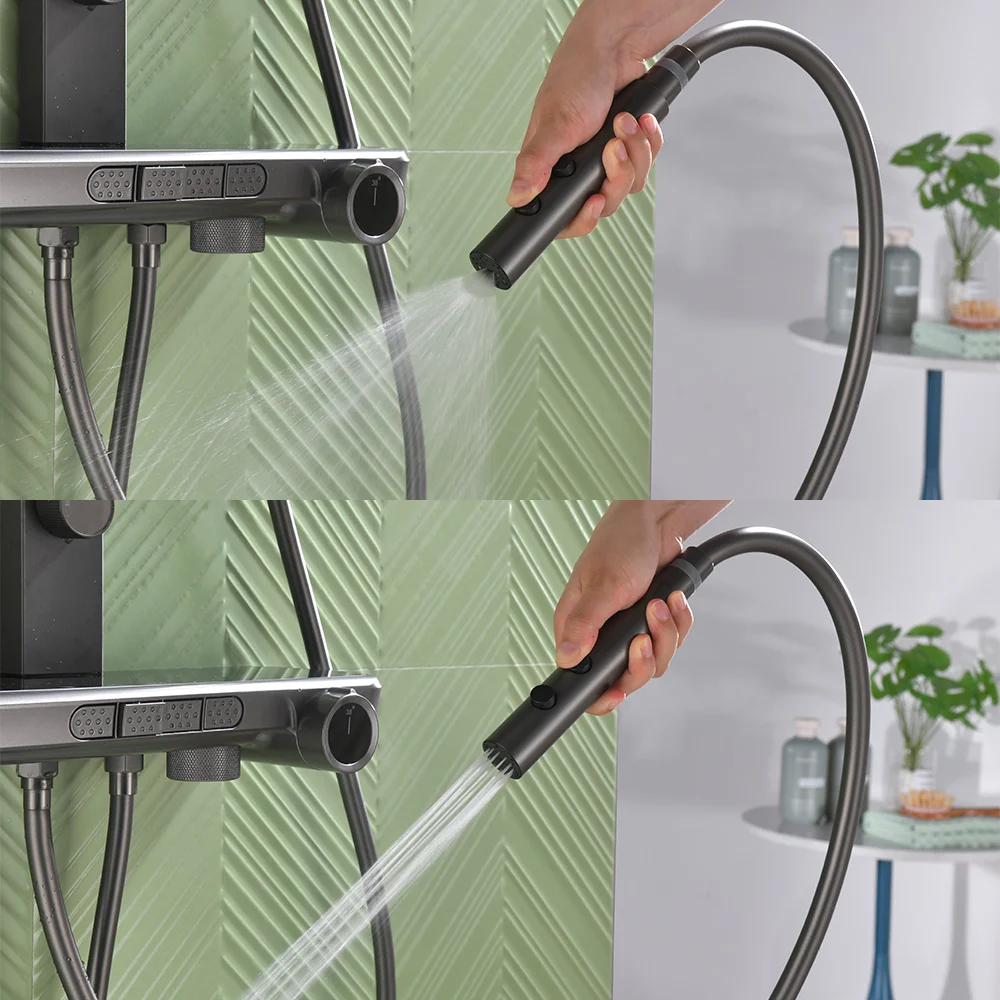 نظام دش سبا الحديث عودة رذاذ طائرة دش مجموعة الذكية الرقمية ثرموستاتي صنبور حوض خلاط صنبور الحمام حوض الاستحمام عمود الدش #4