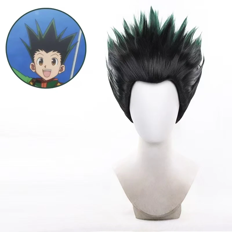 

Аниме Hunter × Hunter парик для косплея Gon Freecss Черный Зеленый Смешанные термостойкие синтетические волосы с розовой сеткой