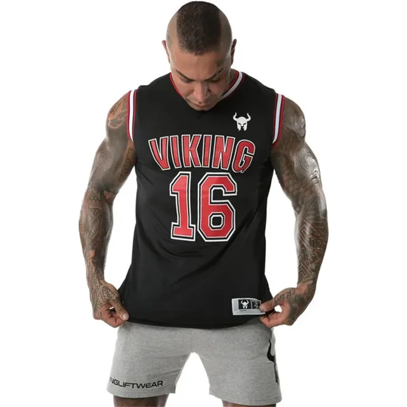 

Sports Vest Men's Summer New Fitness Mesh Vest Basketball Training Clothes Digital Print Running Loose Sports O-Neck Vest Tops