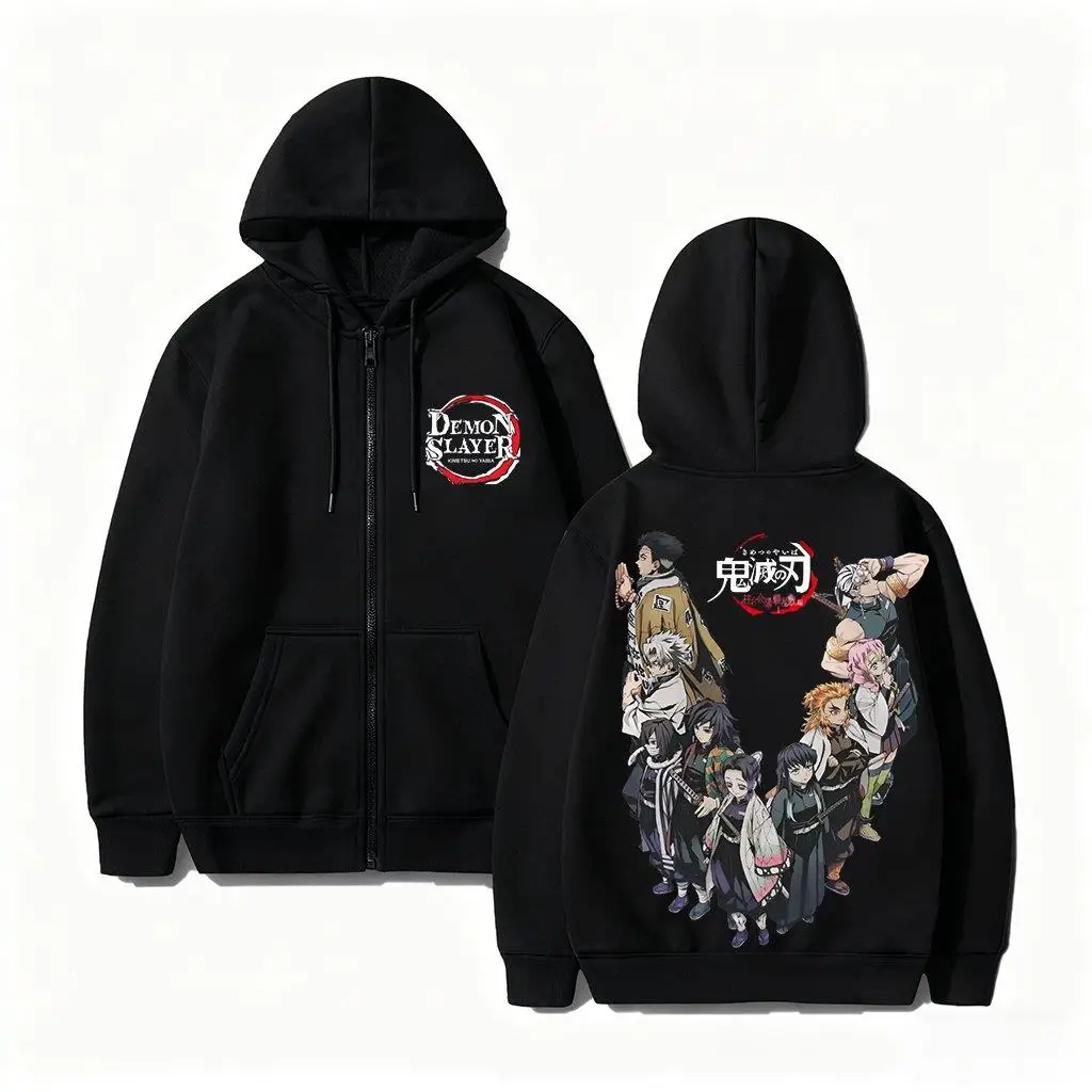 Dämon Slayer Anime Hoodie Zip Up Jacke Männer Frauen Casual Streetwear Cosplay 2026 Herbst Winter Neue Sweatshirt Lange-ärmeln tops