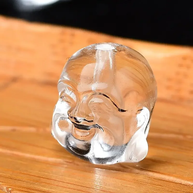 White crystal engraved Laughing Buddha
