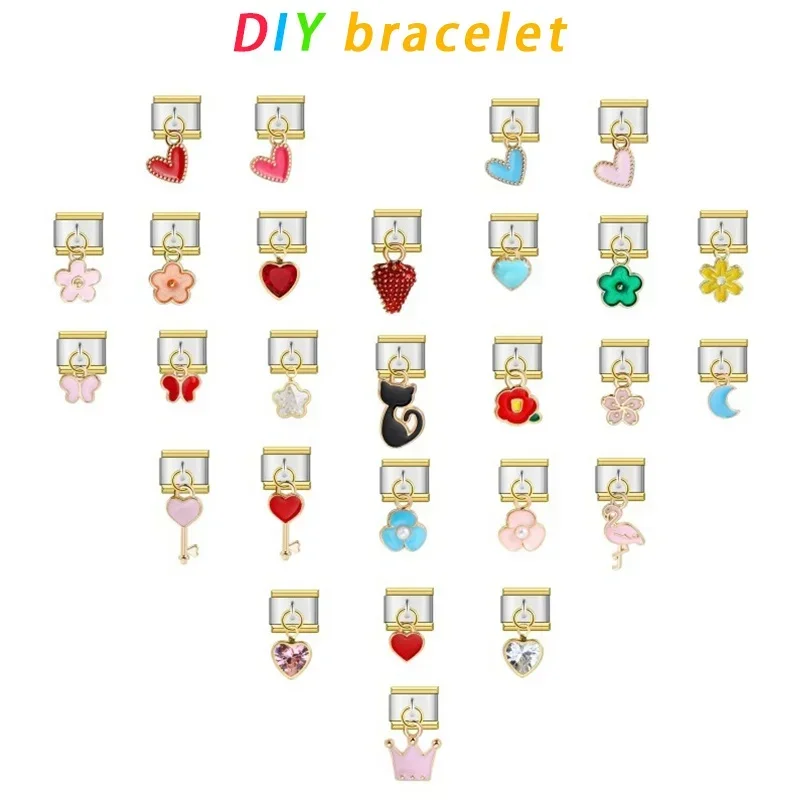 Single hook Italian module bracelet block elastic splicing titanium steel bracelet Italian Charm (wholesale support)