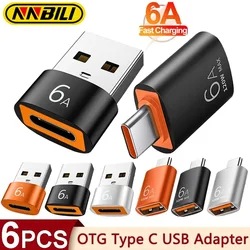 6A USB To Type-C and TypeC to USB OTG Converter USB 3.0 Adapter for Samsung Xiaomi PC MacBook Pro USB C Charging Connector