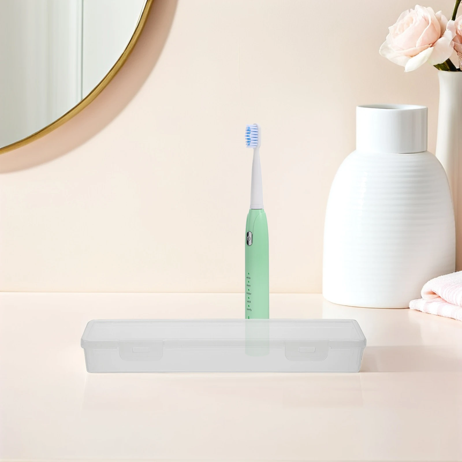 

2Pcs Multifunctional Storage Box Clear Portable Toothbrush Organizer Waterproof Dustproof Travel Container Toothbrush Storage