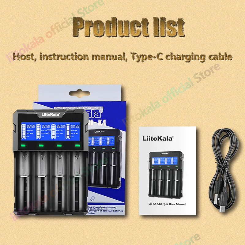 1-5pcs liitokala Lii-K4 carregador de bateria lcd para 18650 18350 18500 21700 20700b 10440 26650 1.2v mh/3.7v carregador inteligente de bateria