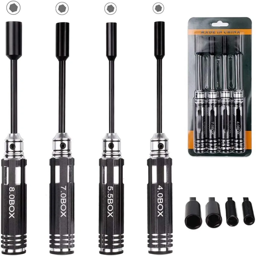 

HobbyPark Набор шестигранных отверток для гаек с шестигранной головкой, гаечный ключ 4,0/5,5/7,0/8,0 мм, набор инструментов для ремонта, торцевые отвертки для RC Quadcopter H