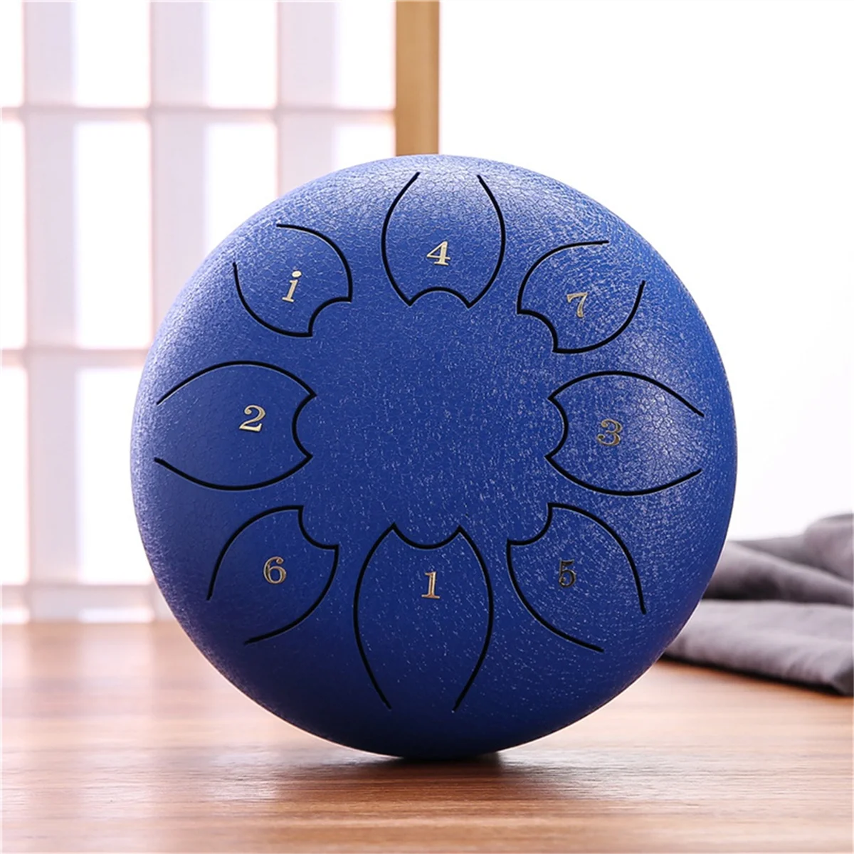 Rain Drum for Outside, Steel Tongue Drum 8Notes 6 Inches Chakra Tank Drum Steel Percussion Padded Mallets Blue