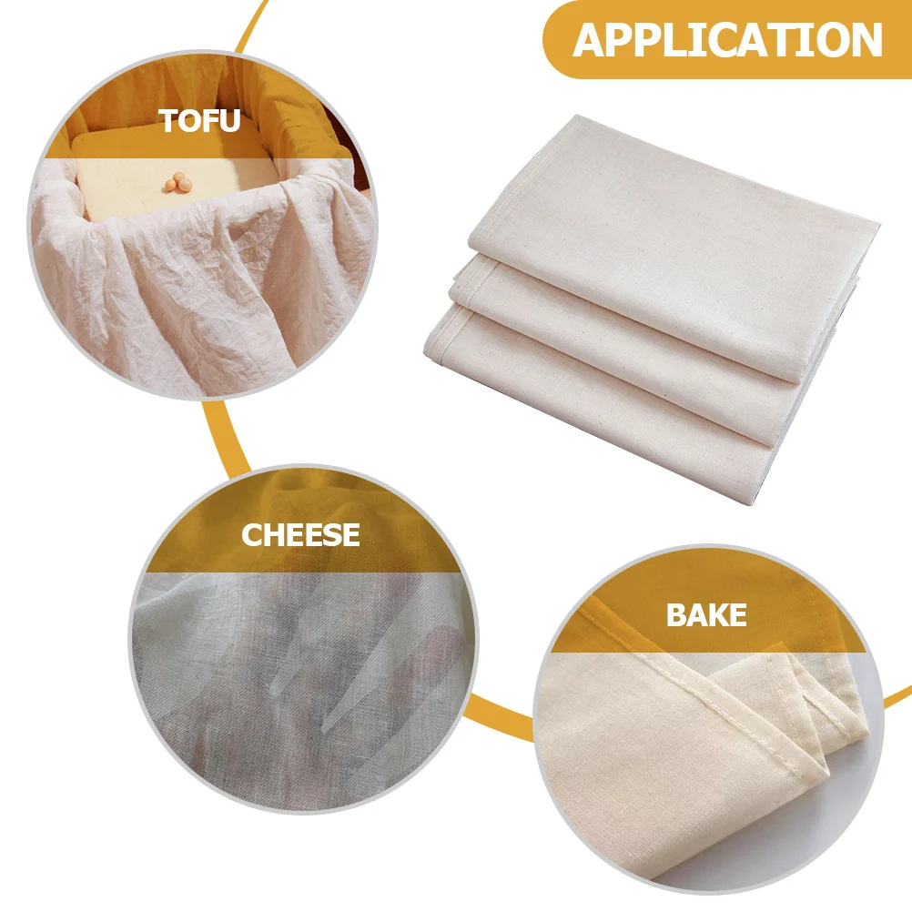 

3pcs Reusable Cheesecloth Premium Cotton Kitchen Filter Cloth For Yogurt Cheese Tofu Making Multipurpose Strainer Supply