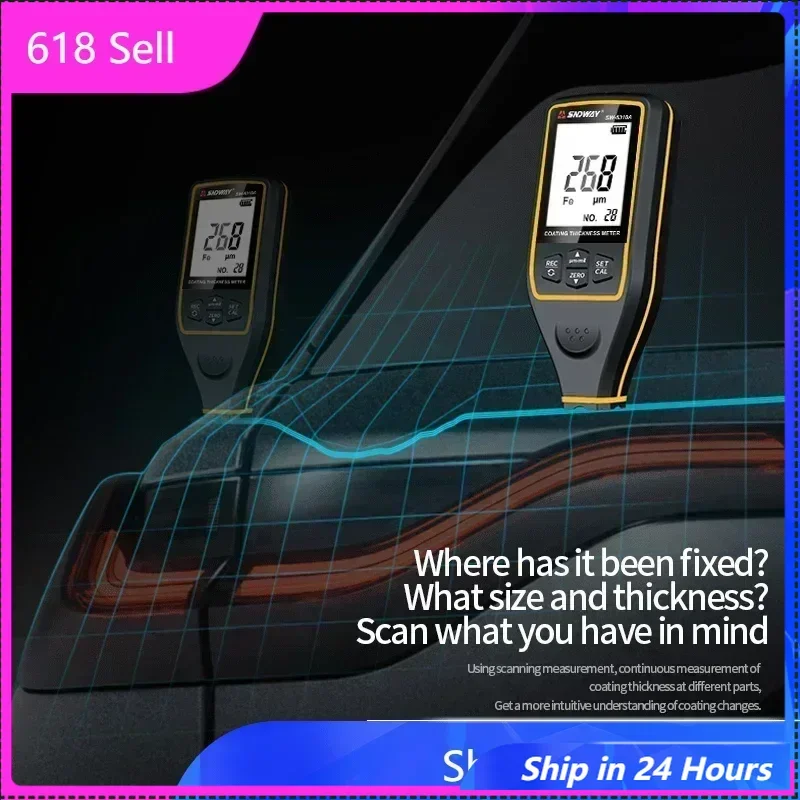 

618 Hot Sale SNDWAY SW-6310A/B Coating Thickness Meter Gauge 1700um Car Paint Film Tester Ceramic Metal Coating Automotive Paint