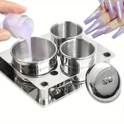 3 Pieces Acrylic Liquid Container Stainless Steel Acrylic Liquid Powder Cup Stainless Steel Nail Powder Holder Container