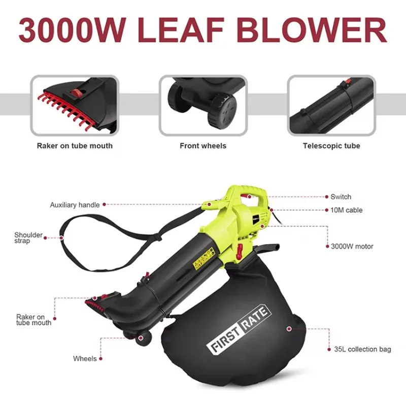 3500 watts electric garden leaf blower vacuum backpack electric leaf blower vacuum bag