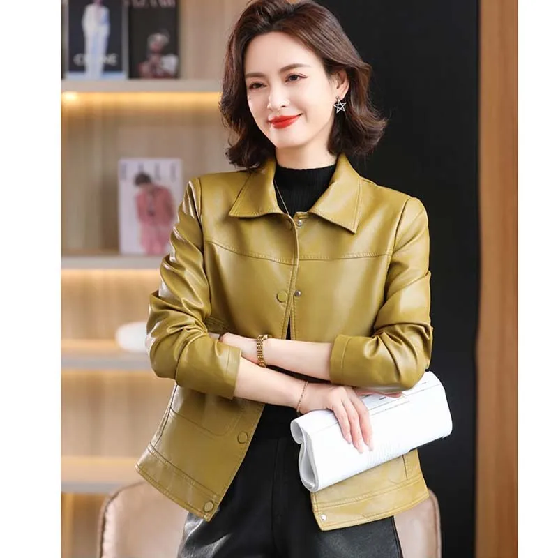 PU Leather Coat Short Female Young Style Autumn Winter New Western-Style Leather Casual Jacket Thicken Versatile Thin Fur Women