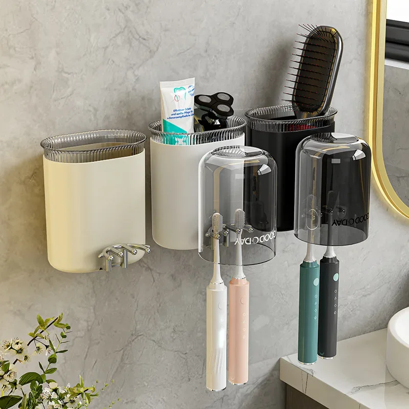 Washing Cup Toothbrush Holder Wall Mounted Toothpaste Shaver Storage Multifunctional Household Bathroom Accessories Storage Rack