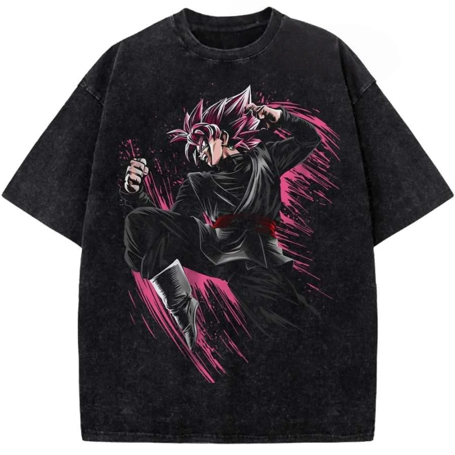 2026 Dragon Ball Super Saiyan Rose Goku Bedrucktes T-Shirt für Herren und Damen, gewaschenes T-Shirt, hochwertiges Vintage-Baumwoll-T-Shirt-Oberteil