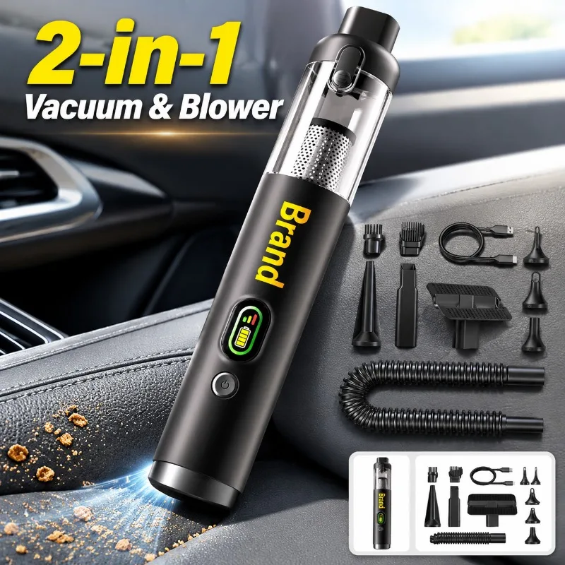 Brushless Straight Tube Wireless Vacuum Cleaner Handheld Mini 2-in-1 Blow Suction Device Digital Display Ultra Strong Suction
