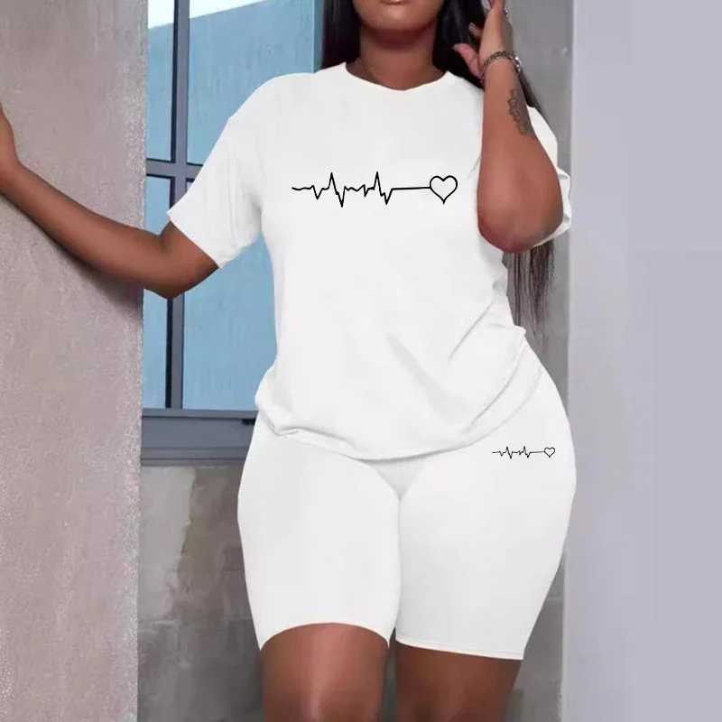 

Daily Short Sleeve Hot Sales New Quality Casual Woman Clothing Summer Two Piece Set 2026 Women Tracksuit T-Shirts O-Neck Shorts