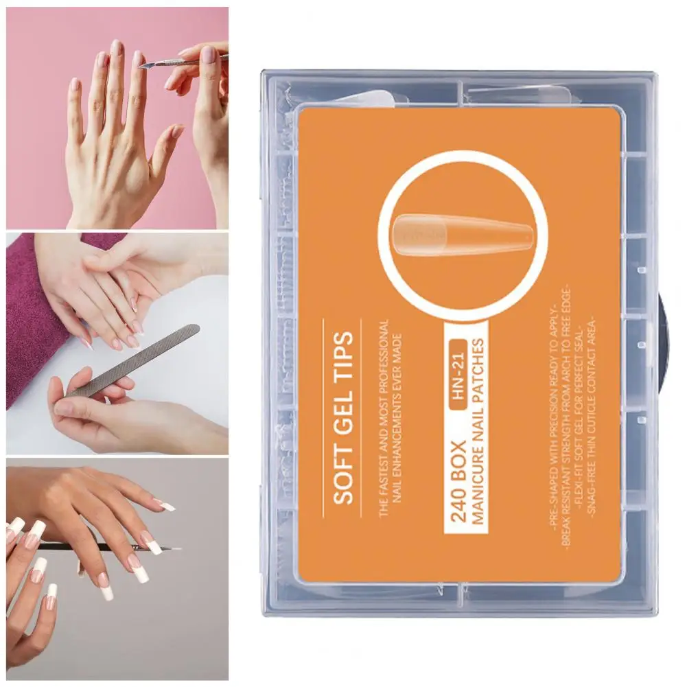 Gel Polish Supplies 240pcs Versatile Frosted Nail Tips Anti-break Long-lasting Manicure Set for Effortless Nail Art Nail Art