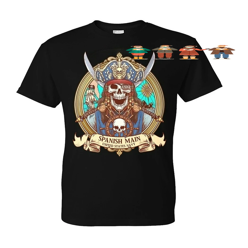 Spanish Main Certificate Caribbean USN Military Graphic T-Shirt 100% Cotton O-Neck Short Sleeve Summer Casual Mens T-shirt
