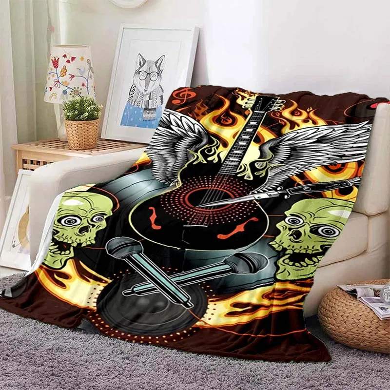 

Retro Fender Guitar Blanket Family Bedroom Sofa Soft Bed Sheet Portable Winter Warmth Flannel Sleeping Blanket Photography Props