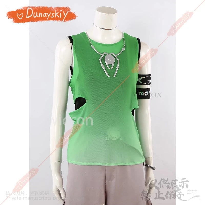 Anime Alien Stage R7 Till Cosplay Round 7 Blink Gone Costume Green Mesh Top Pants Prop Necklace Arm For Halloween Customized