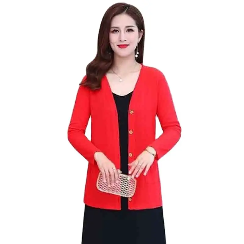 Spring And Summer Mid-length Thin Knitted  Women's Cardigan Loose Slim Shawl Sun Protection Clothing Air-conditioning Top