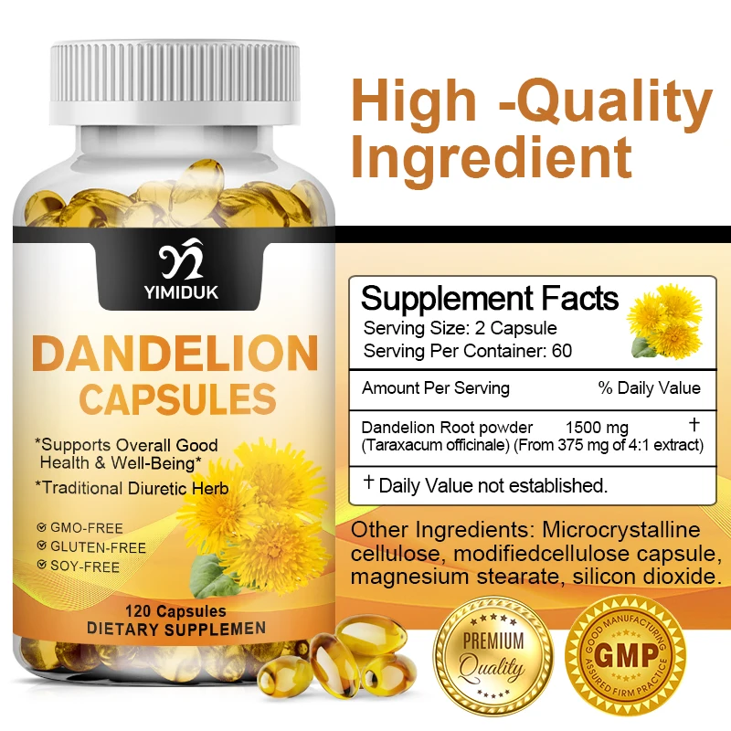 Dandelion Root Extract Capsules for Liver Detox Protection Liver Support Strong Immune System, Normal Blood Pressure & Sugar