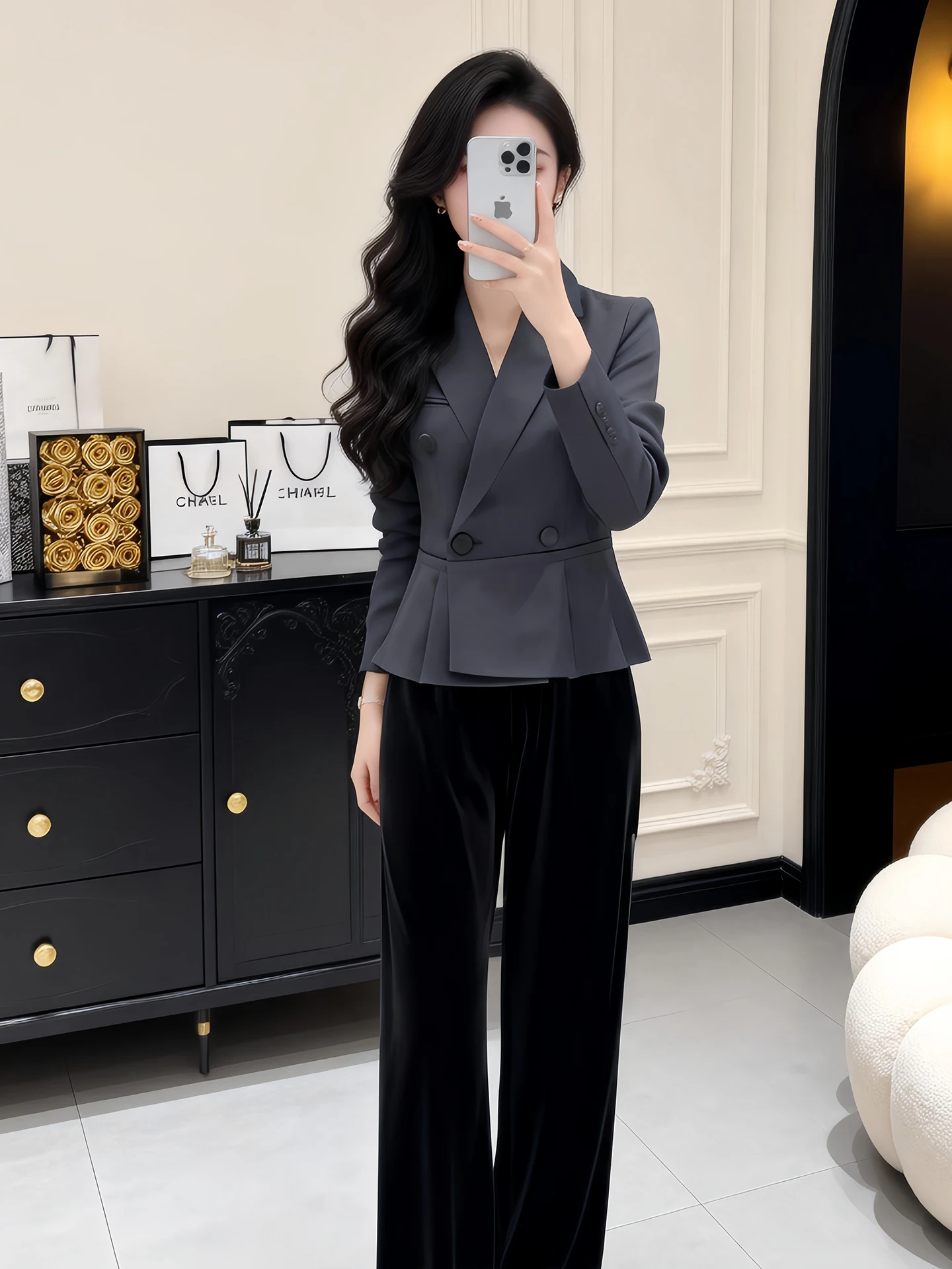 

Elegant Casual Waist-Cinching Suit Jacket Women's Spring Autumn Fashion Age-Defying Top Quality Short Outerwear Coat