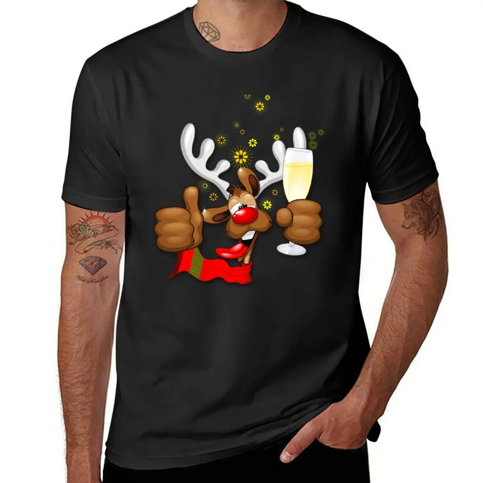 Reindeer Drunk Funny Christmas Character T-Shirt tops boys whites quick drying plus sizes mens graphic t-shirts