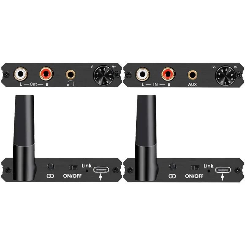 50m 2.4GHz Transmitter Receiver 5.8G Wireless Audio Adapter Sound System with Volume Control for R/L 3.5mm RCA Subwoofer Speaker